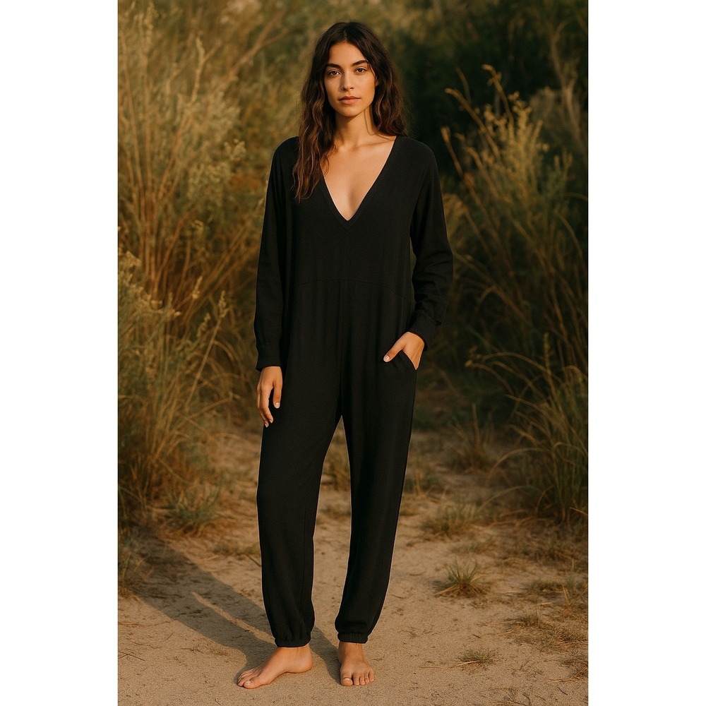 Natural Life Charlie Jumpsuit‎ Women S Black Lounge Jumpsuit One Piece Lagenlook